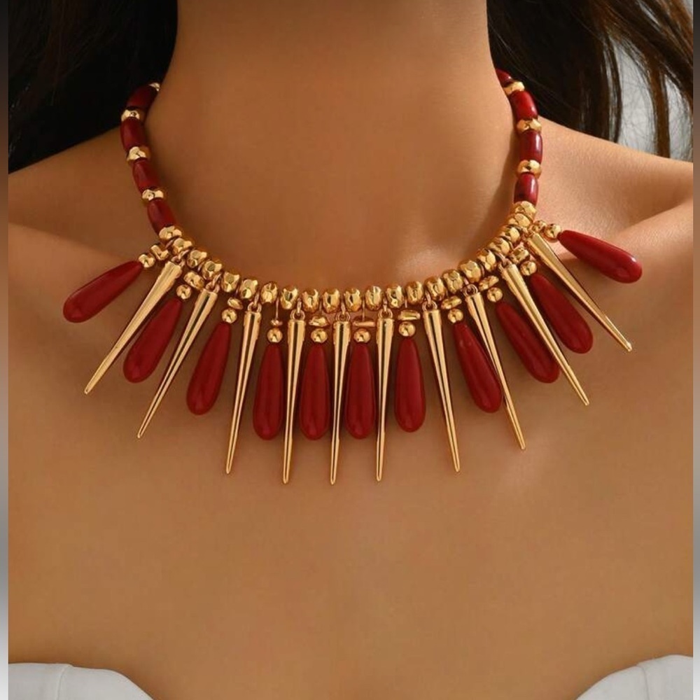 Zara  Red Coral Statement Necklace